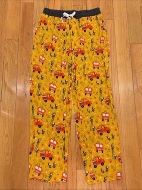 Little Sleepies Yellow Fire Truck Pajama Bottoms Size Large